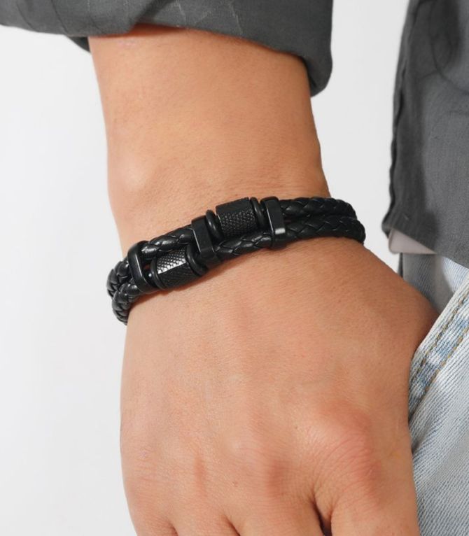 Brazalete nego braided hombre