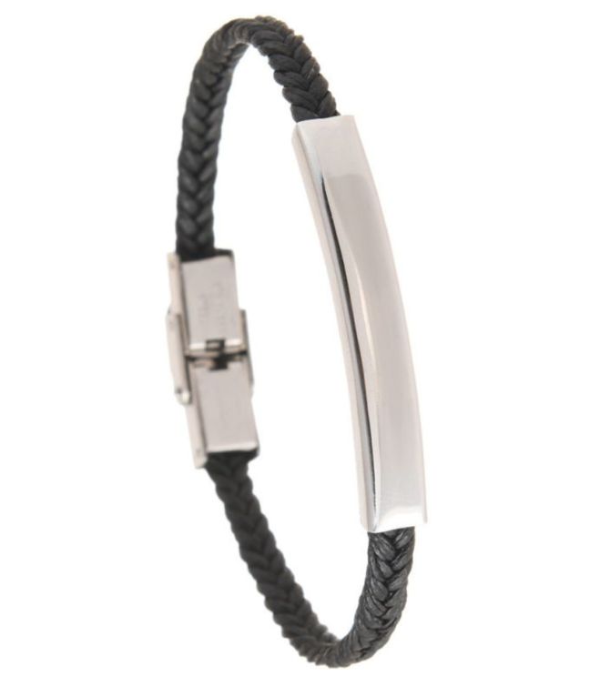 Brazalete placa plata hombre