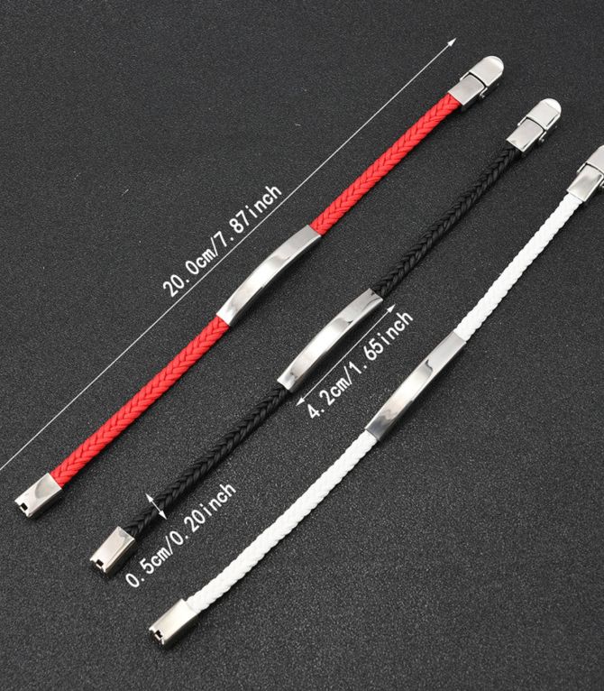 Brazalete placa plata hombre