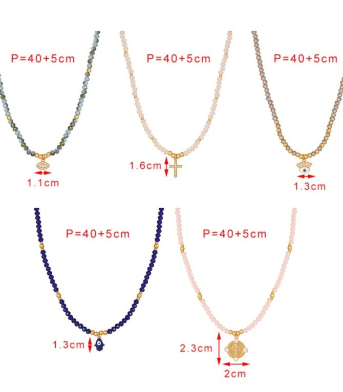 Collar white cross bead