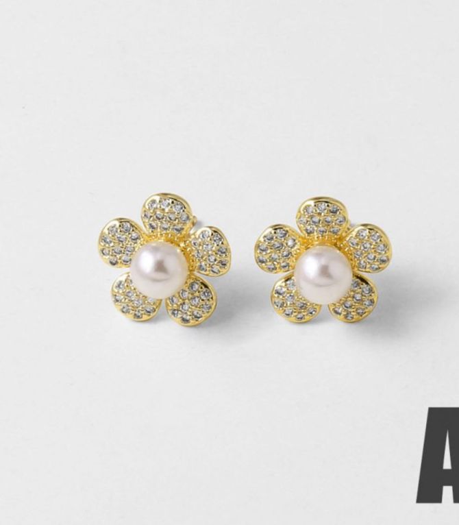 Aretes diamond pearl flower