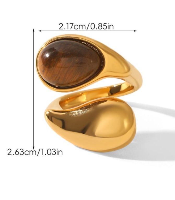 Anillo teardrop tiger eye
