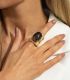 Anillo black resin oval