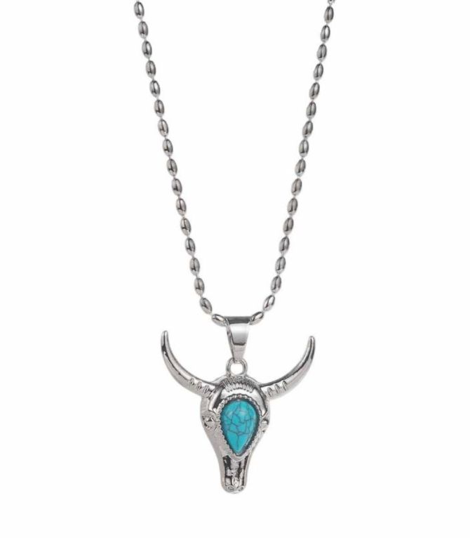 Collar turquoise bull head