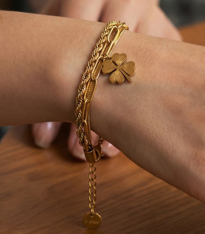 Brazalete clover doble layer