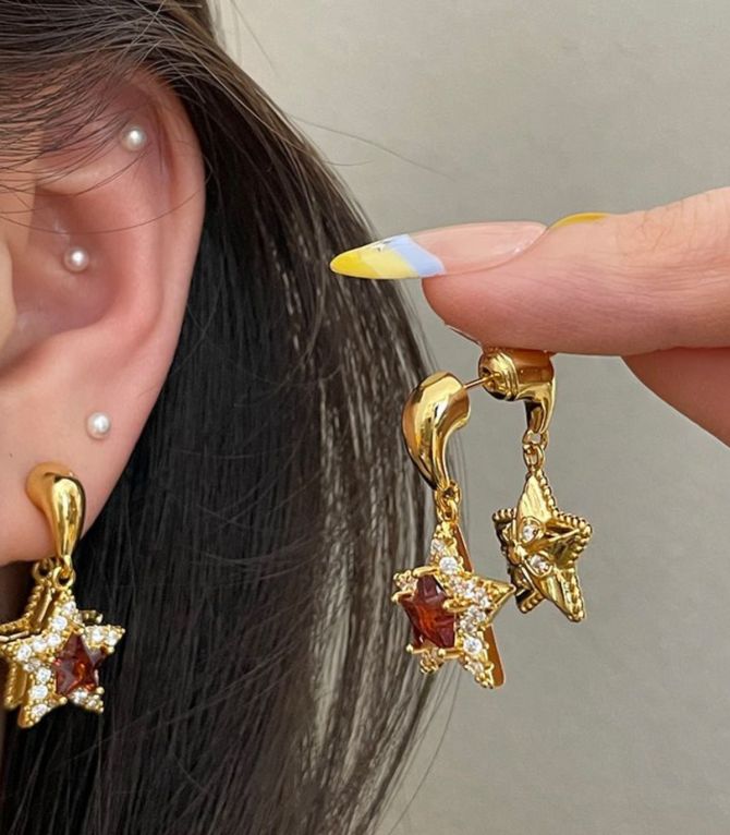 Aretes red diamond 925 star