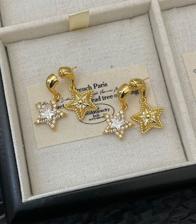 Aretes gold diamond 925 star
