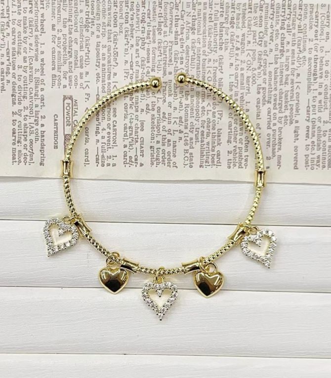 Brazalete open diamond heart
