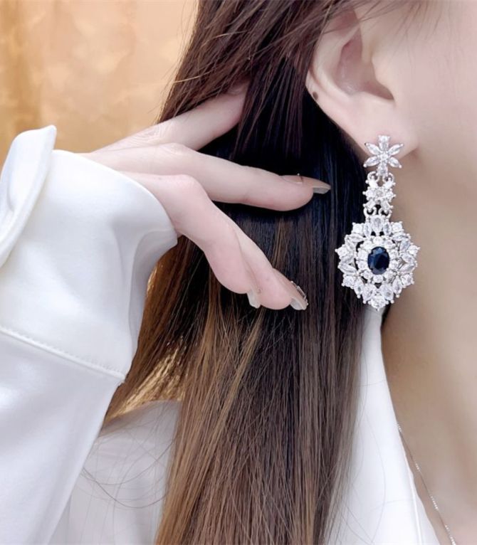 Aretes blue diamond oval