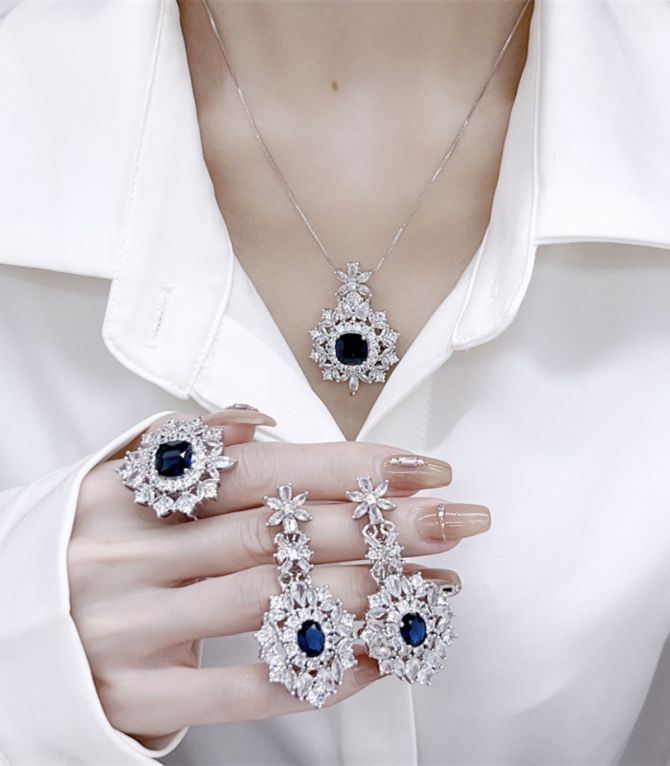 Aretes blue diamond oval