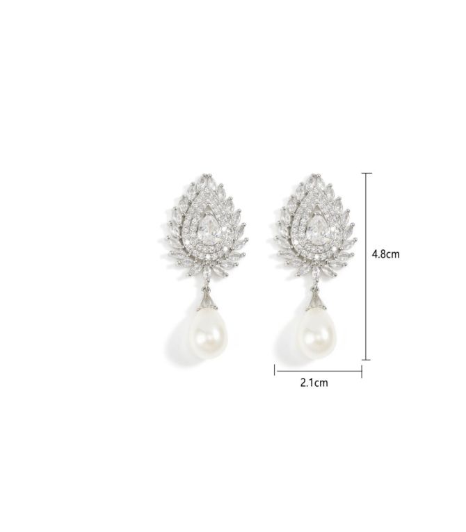 Aretes pearl diamond teardrop