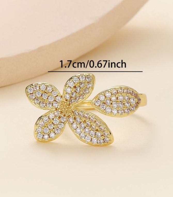 Anillo gold diamond flower