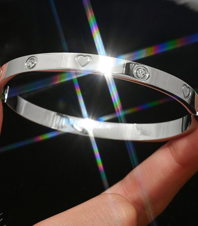 Brazalete silver diamond heart