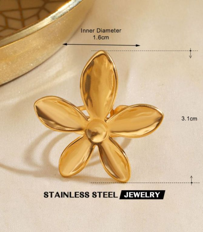 Anillo flor dorada