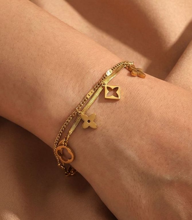 Brazalete gold double clover