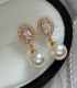 Aretes gold white diamond pearl