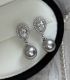 Aretes silver gray diamond pearl