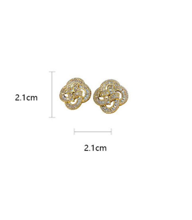 Aretes gold diamond flower