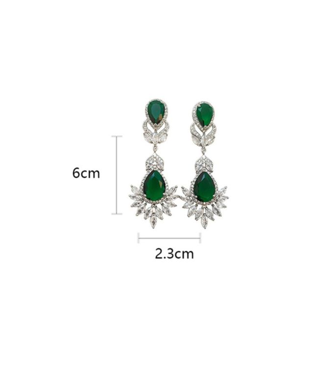 Aretes diamond silver green