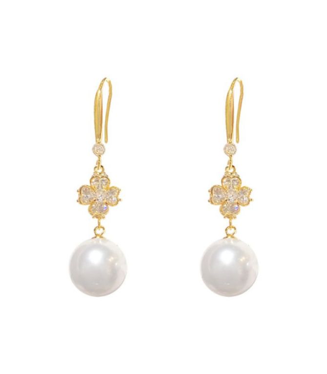 Aretes clover con perla