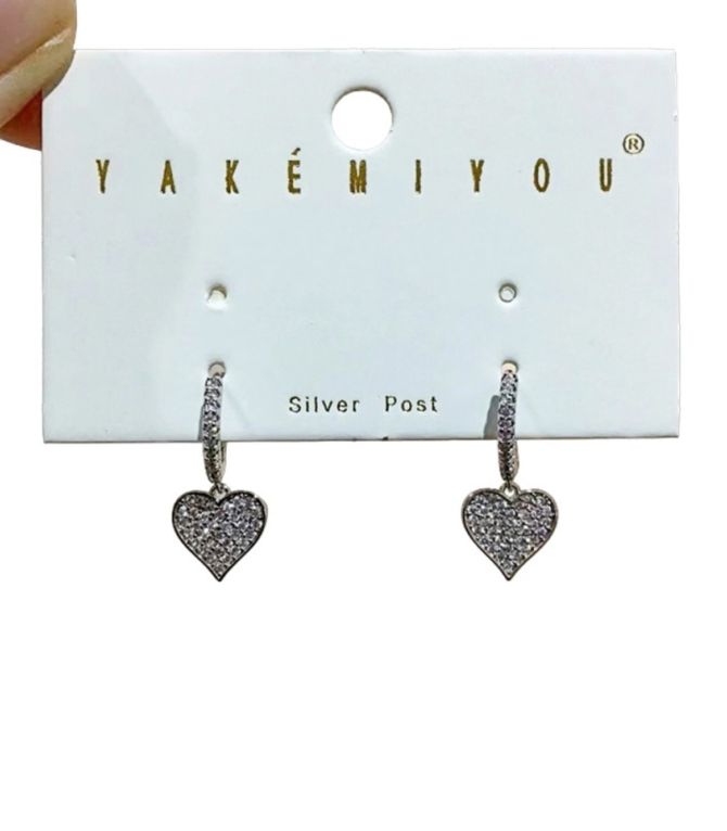 Aretes plata corazón zirconias