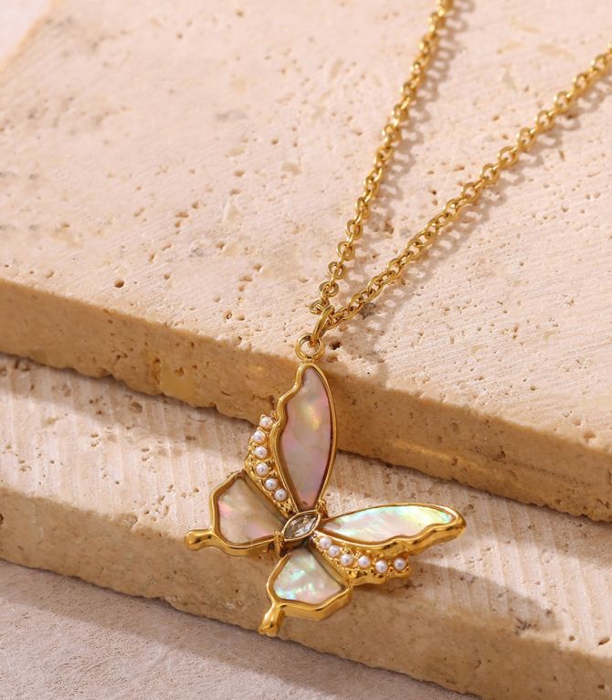 Collar tornasol diamond butterfly