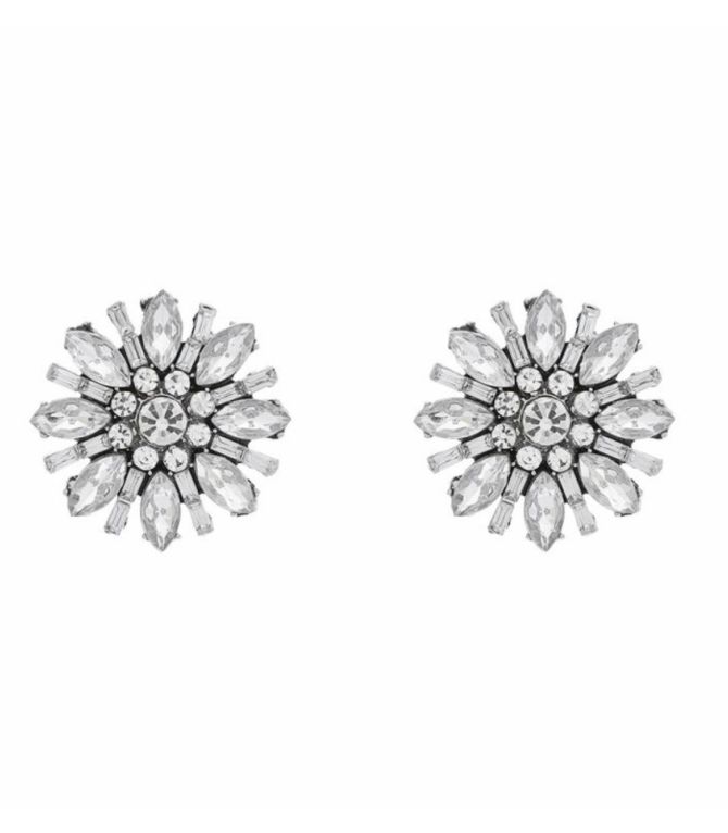Aretes silver diamond flower