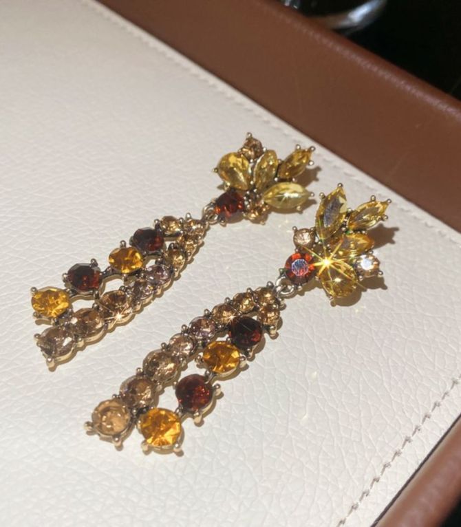 Aretes gold brown diamond tassel