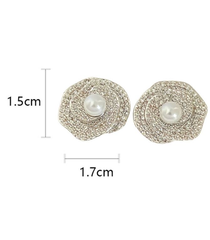Aretes silver zirconium pearl flower