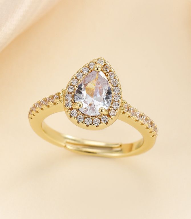 Anillo gold diamond teardrop