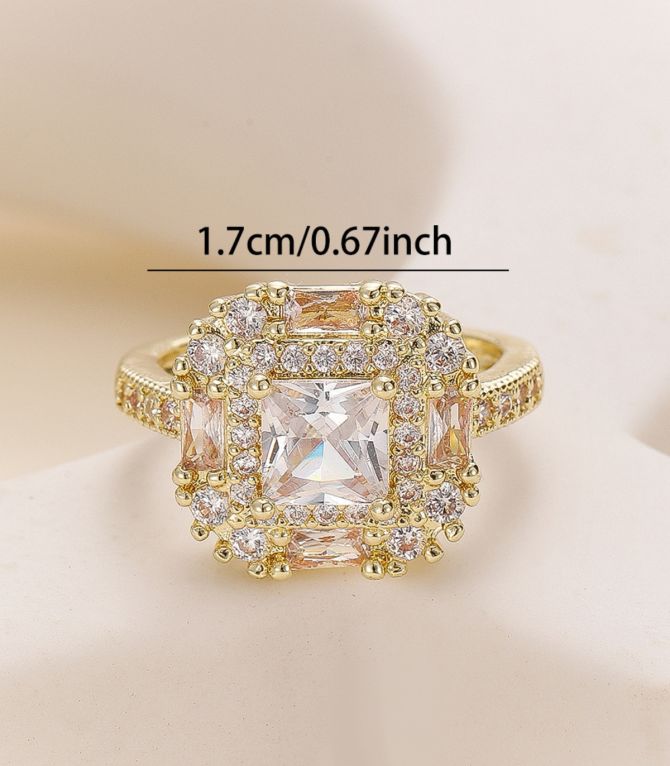 Anillo gold diamond square white