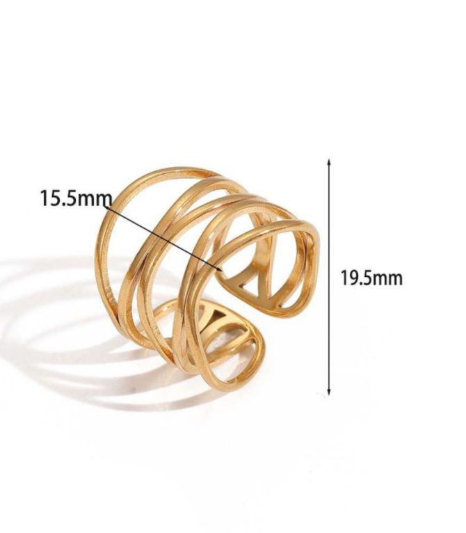 Anillo dorado irregular line 6