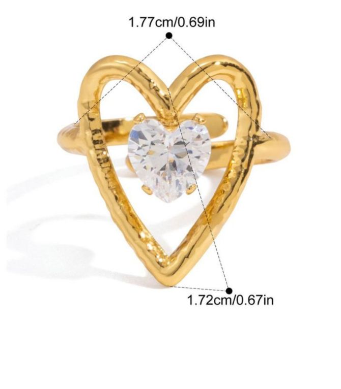 Anillo corazón con zirconia