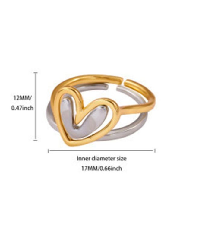 Anillo doble corazón bicolor