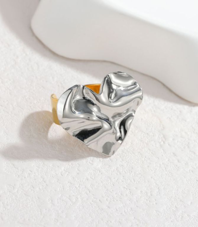 Anillo irregular bicolor corazón