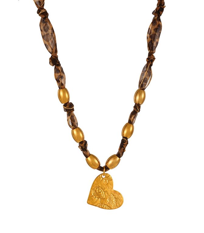 Collar heart eye leopard print