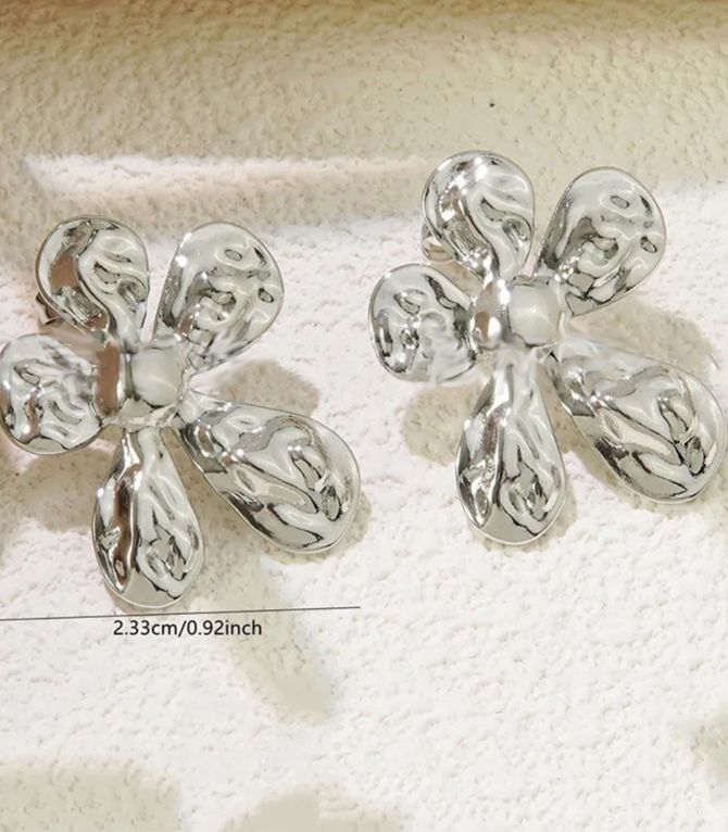 Aretes plata pétalos