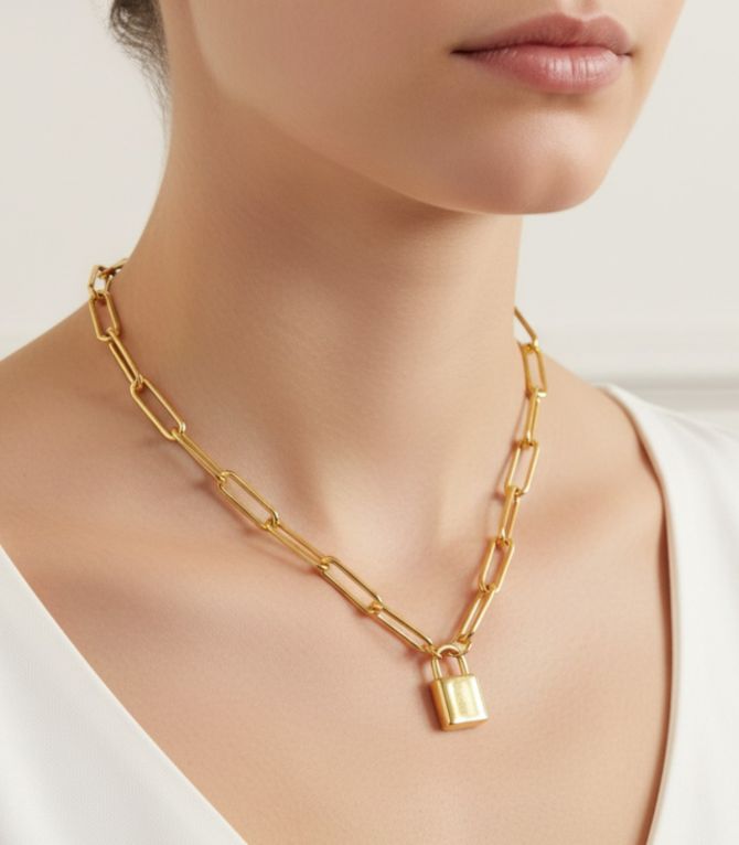 Collar dorado candado