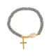 Brazalete silver pearl cross