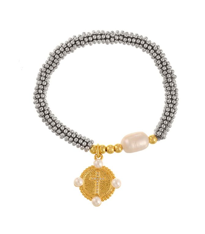 Brazalete silver zircon cross