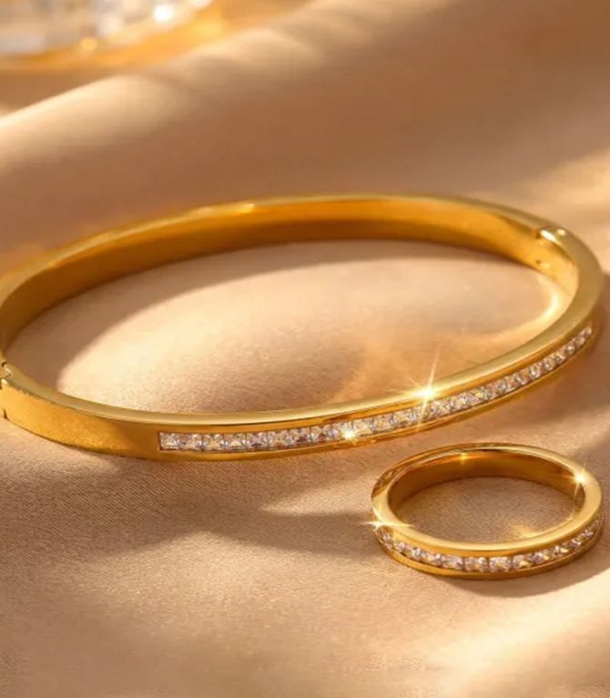 Brazaletes set clover con anillos 7