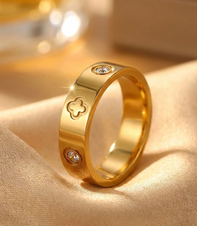 Brazaletes set clover con anillos 7