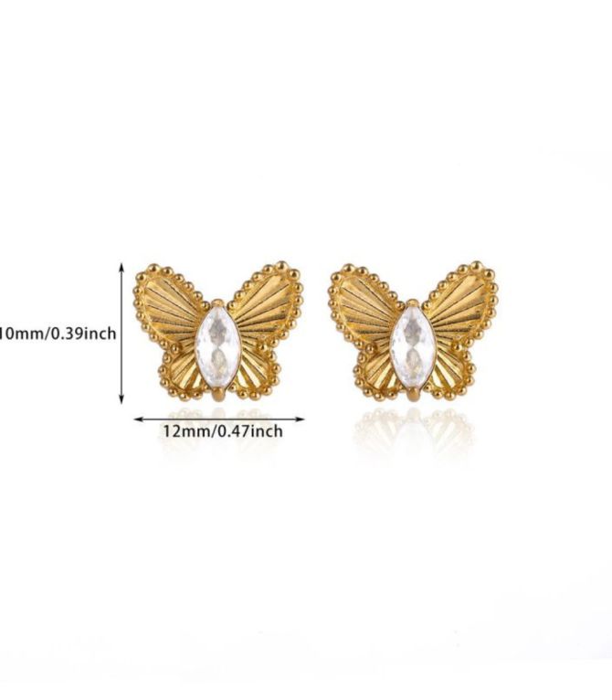 Aretes mariposa con zirconia