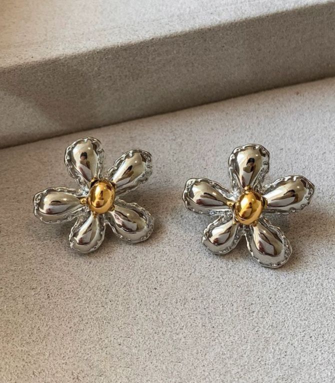 Aretes flores bicolor