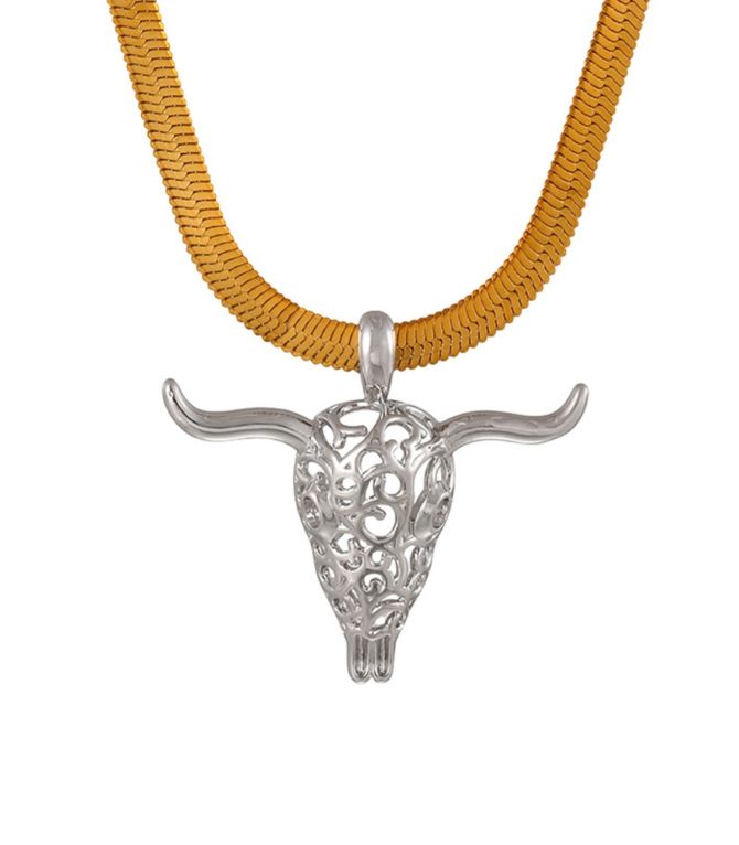 Collar s bull's head snake bone