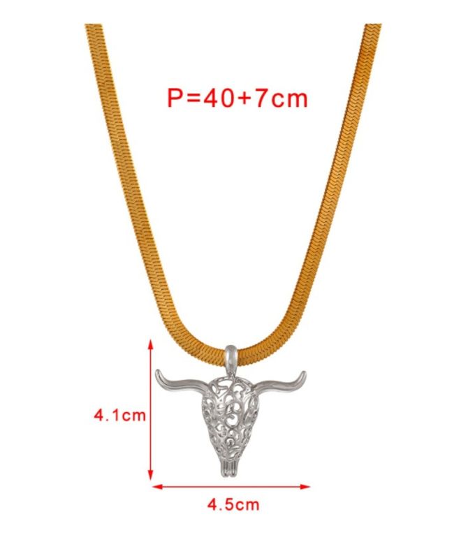 Collar s bull's head snake bone