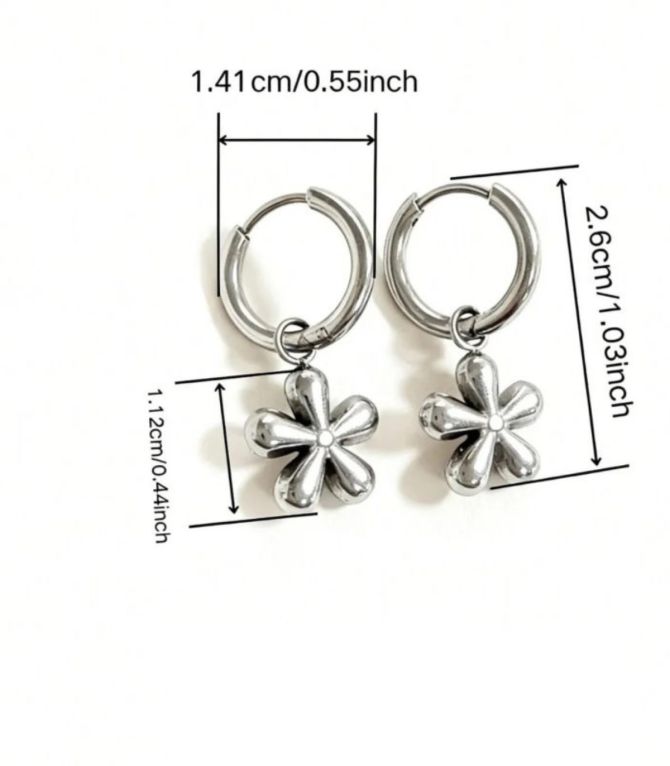 Aretes silver hoop flower