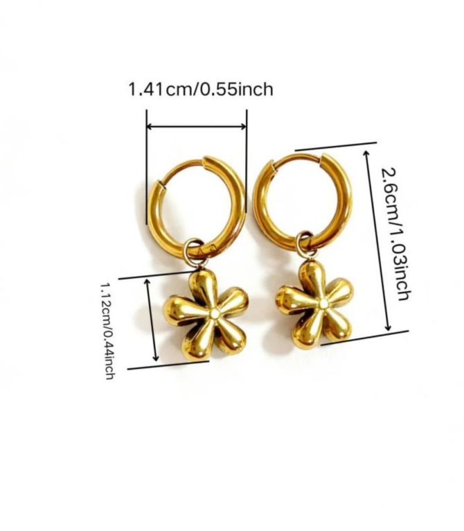 Aretes gold hoop flower