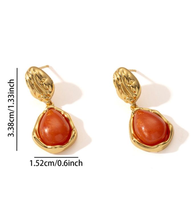 Aretes waterdrop amber