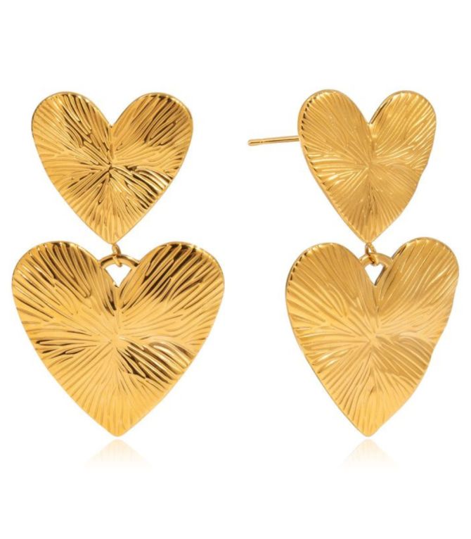 Aretes corazón doble